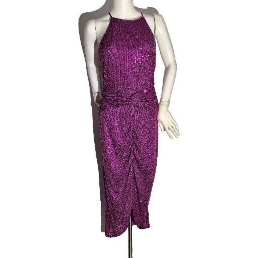 Belle Badgley Mischka Women's Dress Size 6 Sequin Dress Evening PinkFuchsia (47)